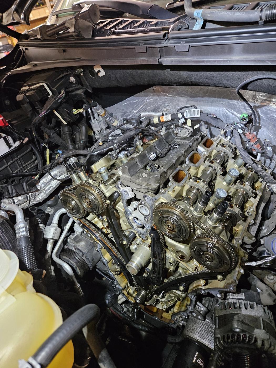 Engine bay mid job with the timing covers off
